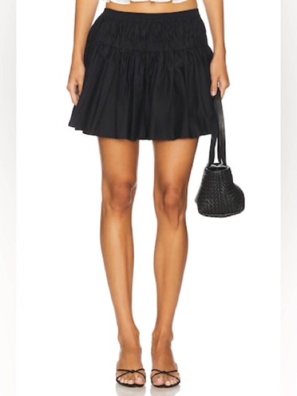 PAPERMOON SIZE L~JET BLACK FLAIR SILHOUETTE MINI SKIRT~SUMMER BEACH